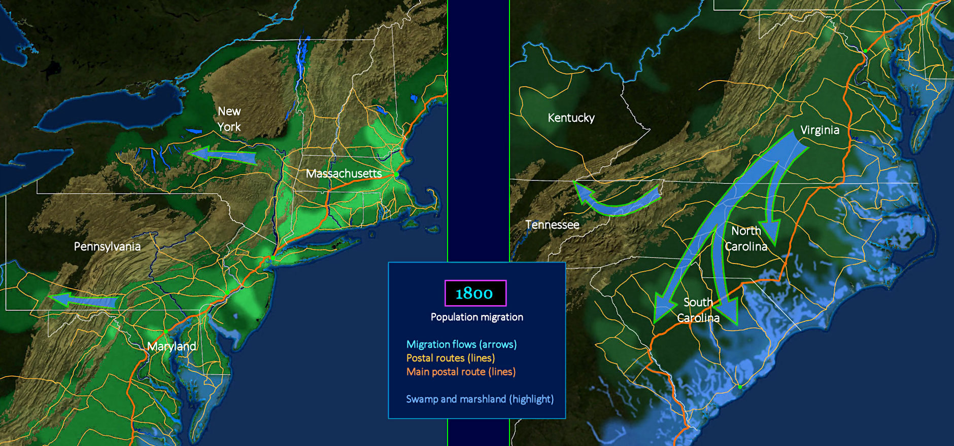 Population migration, 1800 maps